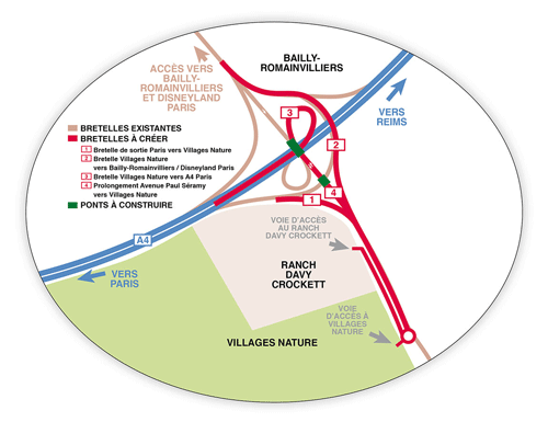 schéma - échangeur de Bailly-Romainvilliers autoroute A4