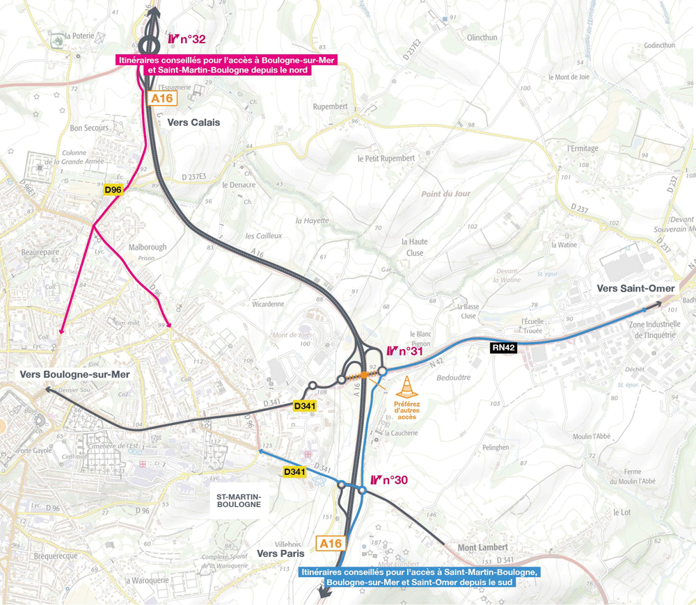 carte intinéraire a16