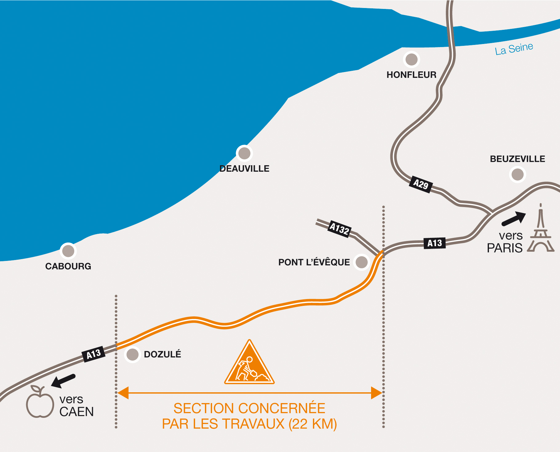 Élargissement à 2x3 voies de l'A13 entre Pont-l’Évêque et Dozulé