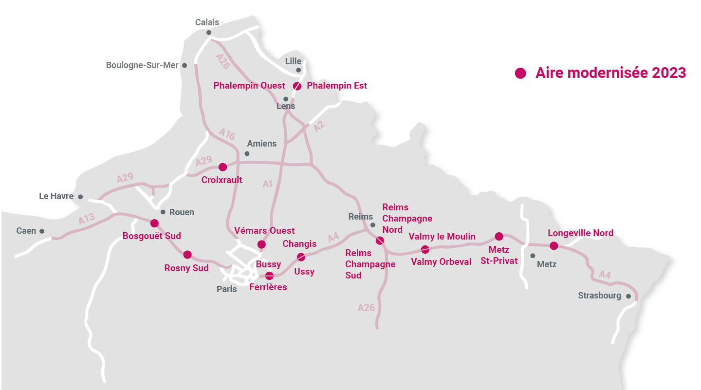 Carte aires modernisées 2023 Sanef